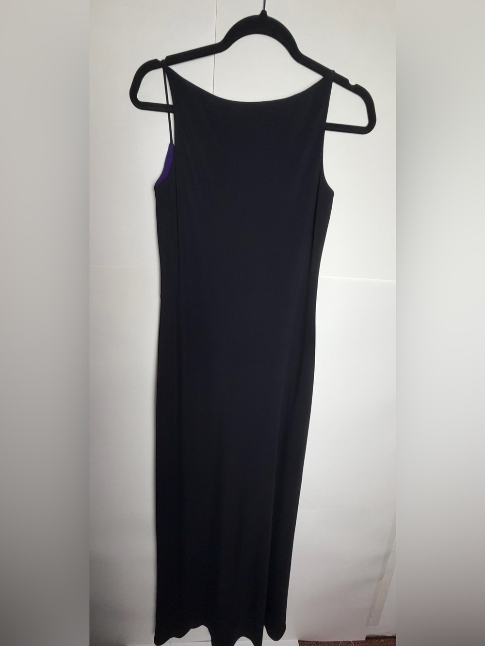 Vintage Low Back Black Purple Homecoming Formal Maxi Dress Gown